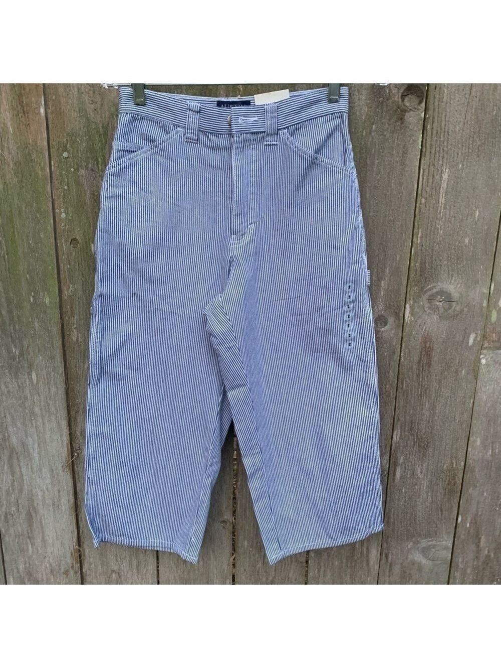AUSTIN CLOTHING COMPANY striped denim cropped carpenter jean pants vintage style - Picture 1 of 11